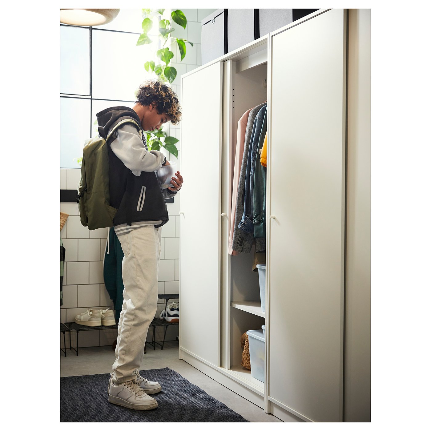 IKEA 衣装棚 収納棚 タンス ワードローブ クレップスタード ホワイト KLEPPSTAD クレップスタード ワードローブ 扉2枚付, ホワイト - IKEA