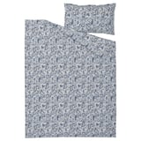 RODGERSIA غطاء لحاف و غطاء مخدة, أزرق/أبيض, ‎150x200/50x80 سم‏