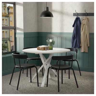 MARIEDAMM طاولة, أبيض/شكل الحجر أبيض, 105 سم