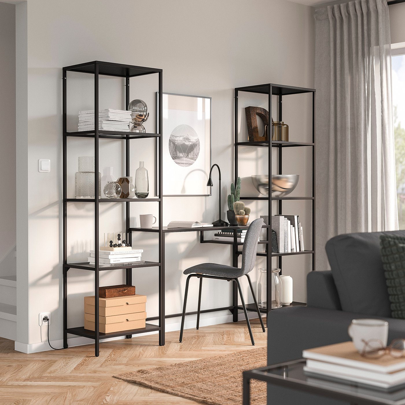 【gomachio 】IKEA VITTSJO ヴィットショー VITTSJÖ ヴィットショー 収納コンビネーション, ブラック