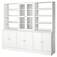 HAVSTA white bookcase: four sections, glass doors, solid pine, classic design.