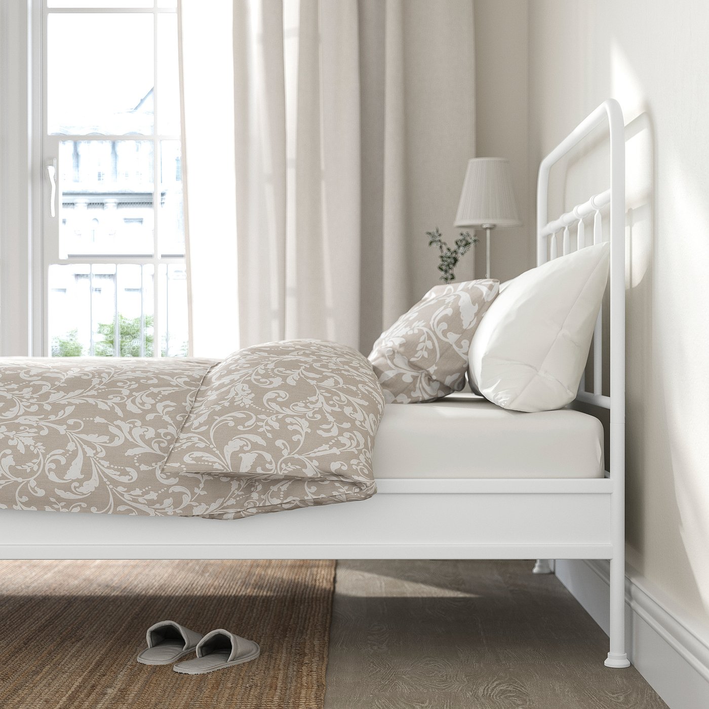IKEA マルム　ベットフレーム　ホワイト　ルーローイ　120×200cm MALM マルム ベッドフレーム, ホワイト/ルーローイ, 120x200 cm