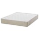 White foam mattress with beige edges, rectangular, firm with pocket springs, flat.