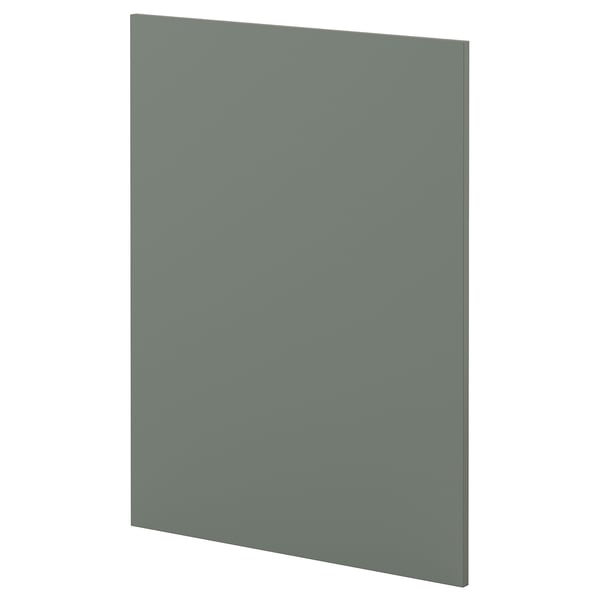 METOD kitchen door in grey-green with modern, rectangular design and smooth finish.