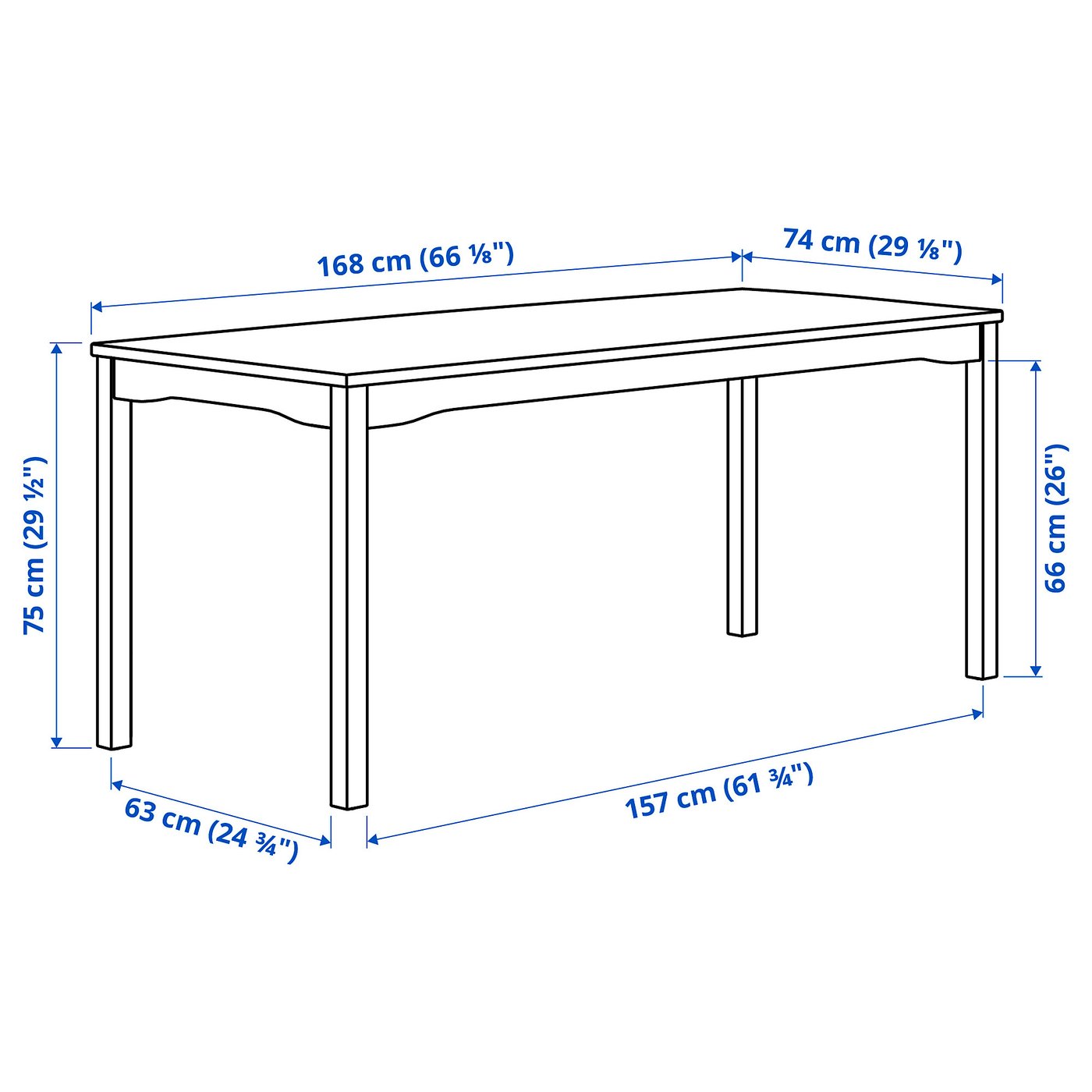 IKEA HAUGA テーブル HAUGA ハウガ テーブル, ホワイト/バーチ材突き板, 168x74 cm - IKEA