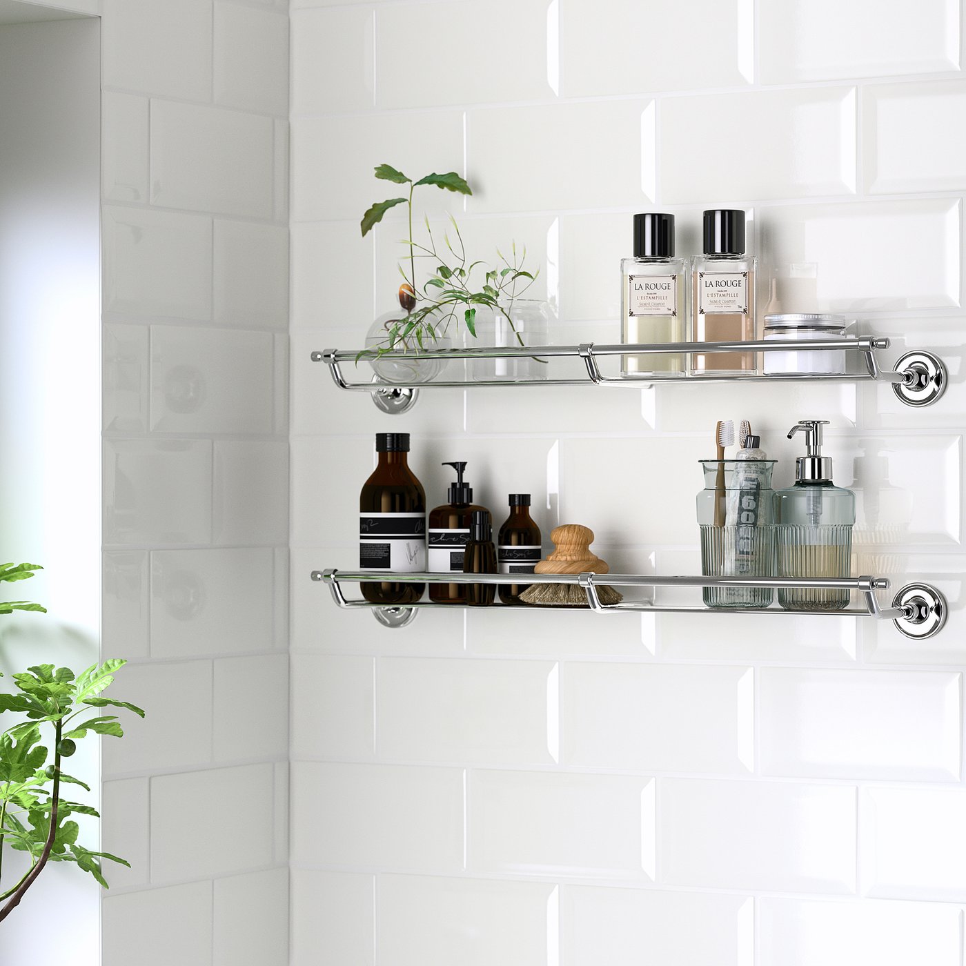 BROFJÄRDEN ブローフェールデン ウォールシェルフ, クロム調, 60x6 cm