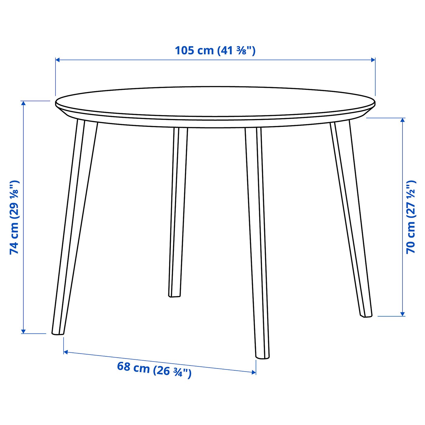sui 様 短期使用 IKEA イケア リーサボー 丸テーブル 椅子3脚セット LISABO リーサボー テーブル, ブラック/アッシュ材突き板, 105