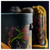 HÖSTAGILLE صندوق تخزين بغطاء، طقم من 2, نقش زهور عدة ألوان