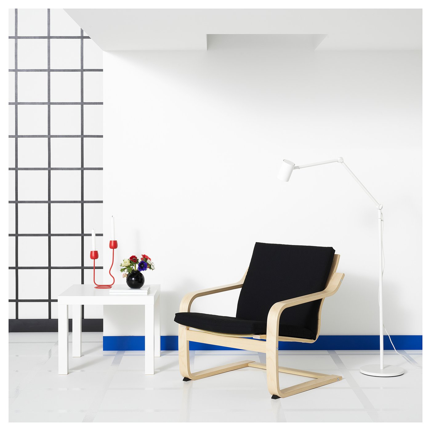 IKEAポエング　ローバッグパーソナルチェアチェア　黒 赤 2脚セット IKEAポエング ローバッグパーソナルチェアチェア 黒 赤 2脚