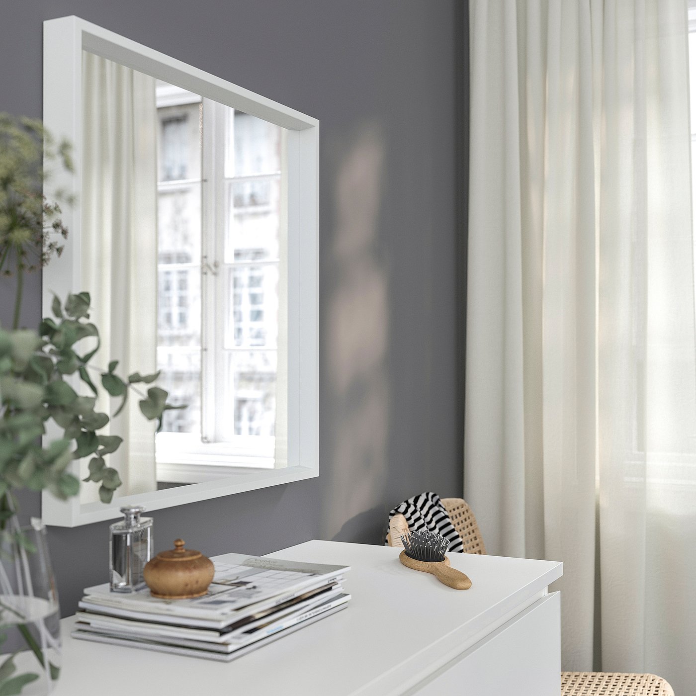 IKEA NISSEDAL全身鏡 木製ホワイトフレーム NISSEDAL ニッセダール ミラー, ホワイト, 65x150 cm - IKEA