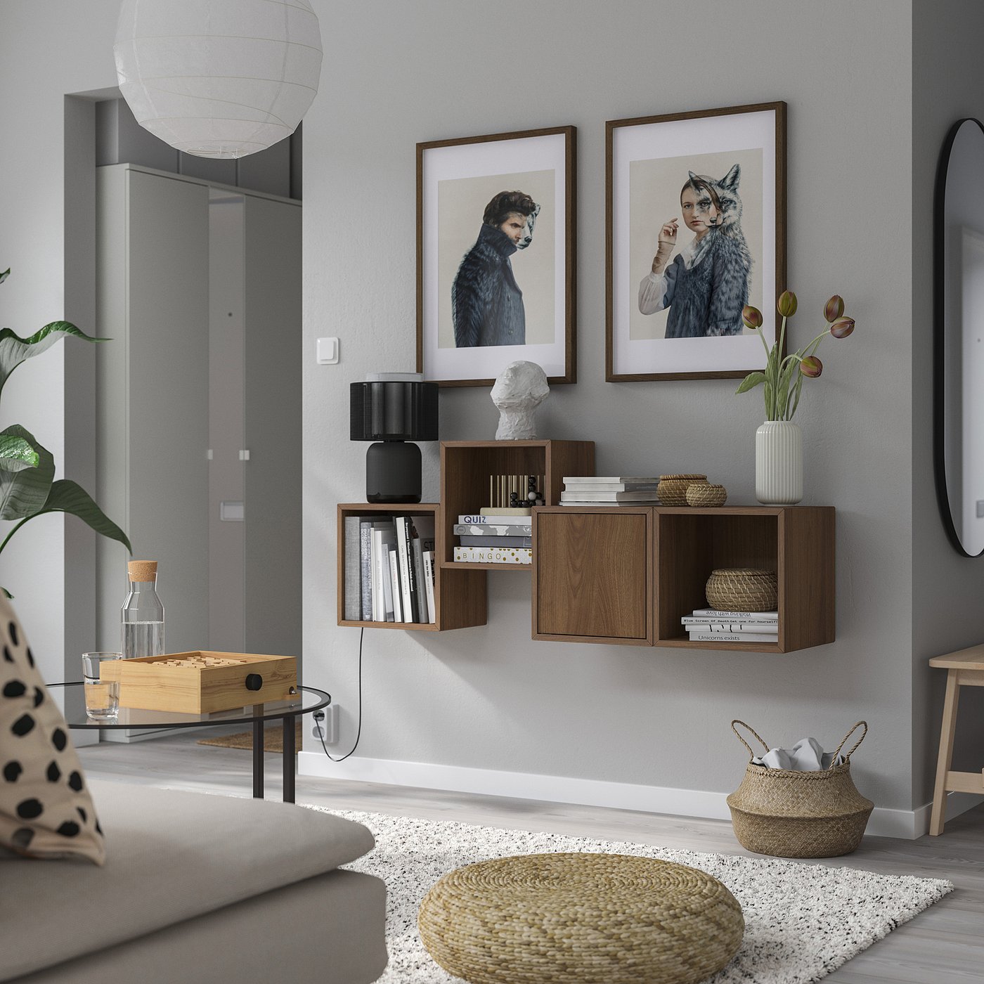IKEA木製キャビネット　EKET エーケト完成品 EKET エーケト キャビネットコンビネーション 脚付き, ホワイト