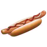 Hot dog z keczupem na białym tle.