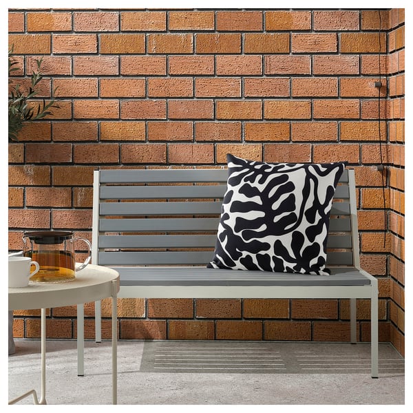 GRÖNKNAVEL غطاء وسادة, أسود أبيض/خارجي داخلي, 50x50 سم