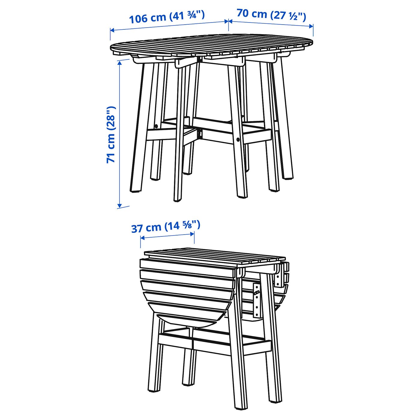IKEA 　ASKHOLMEN　折り畳み　テーブル＆チェア2脚 ASKHOLMEN アスクホルメン テーブル＋折りたたみチェア2 屋外用
