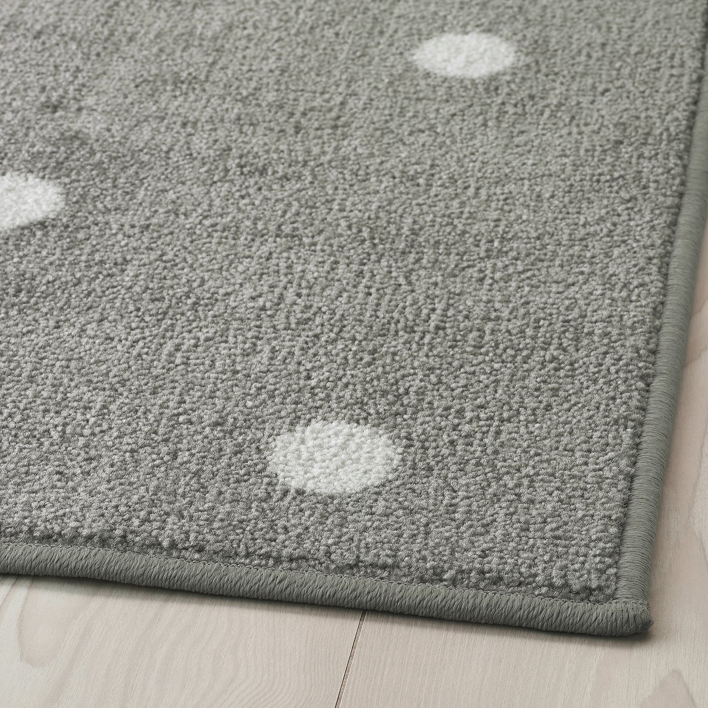 LEN レーン ラグ, 水玉模様/グレー, 133x160 cm - IKEA