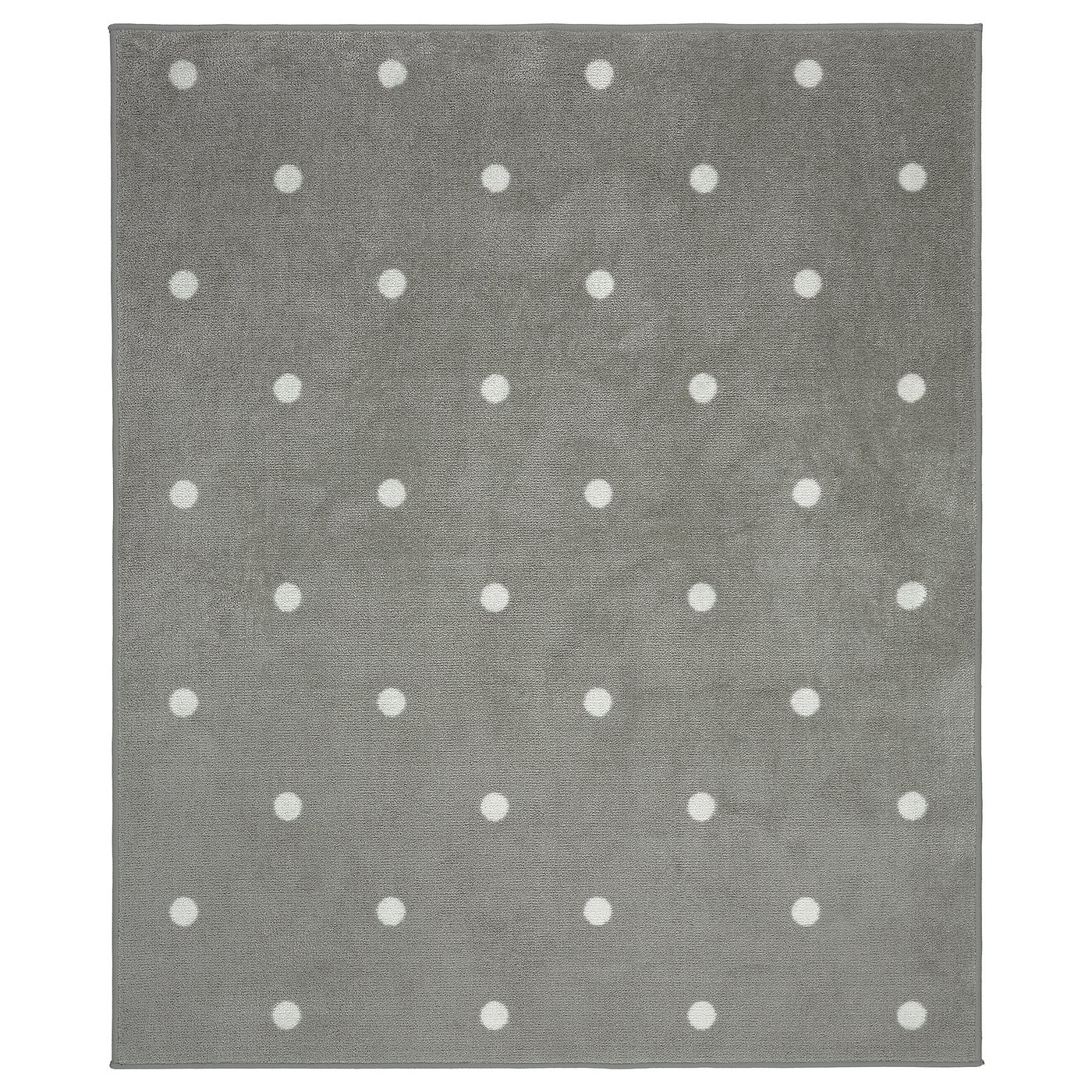 LEN レーン ラグ, 水玉模様/グレー, 133x160 cm - IKEA