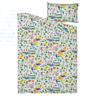 NATTHÄGER غطاء لحاف و غطاء مخدة, عدة ألوان/غابة, ‎150x200/50x80 سم‏