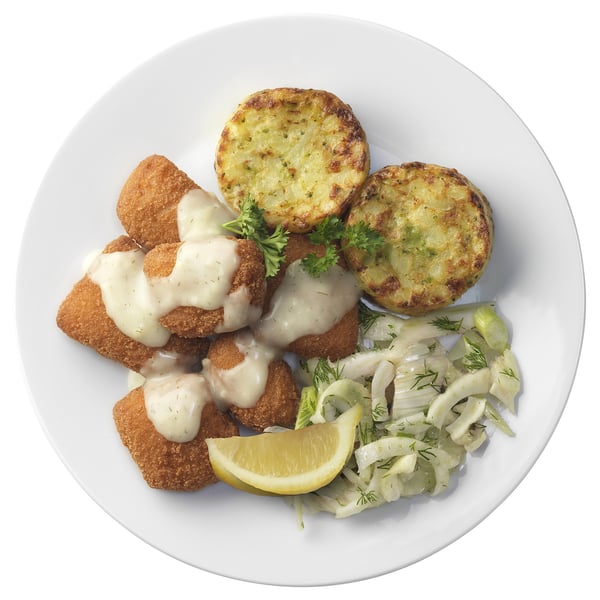  Fish balls, vegetable medallion fennel salad/lingonberry jam lemon dill sauce