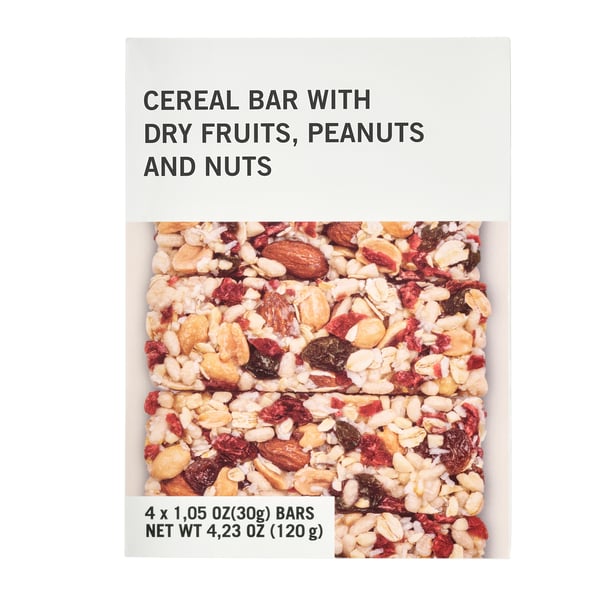  Cereal bar, dried fruits/nuts, 4 oz