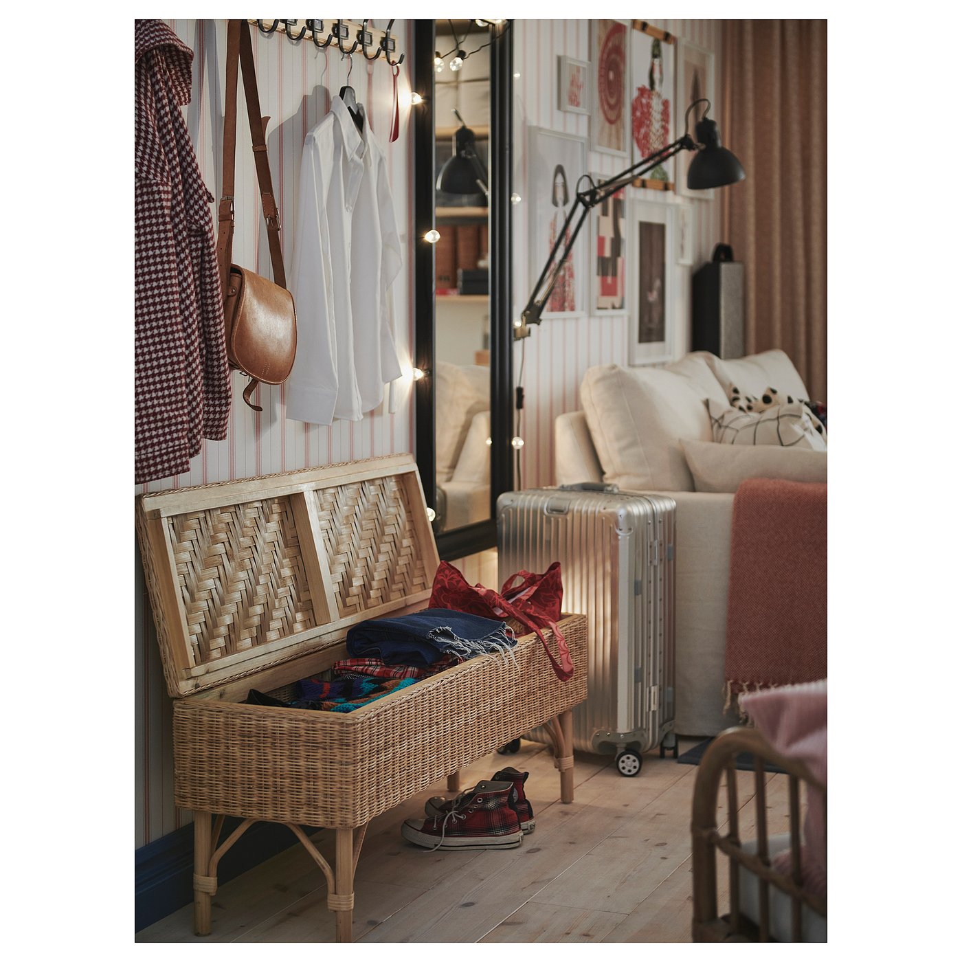 TOLKNING トルクニング ベンチ 収納付き, ハンドメイド 籐, 120 cm - IKEA