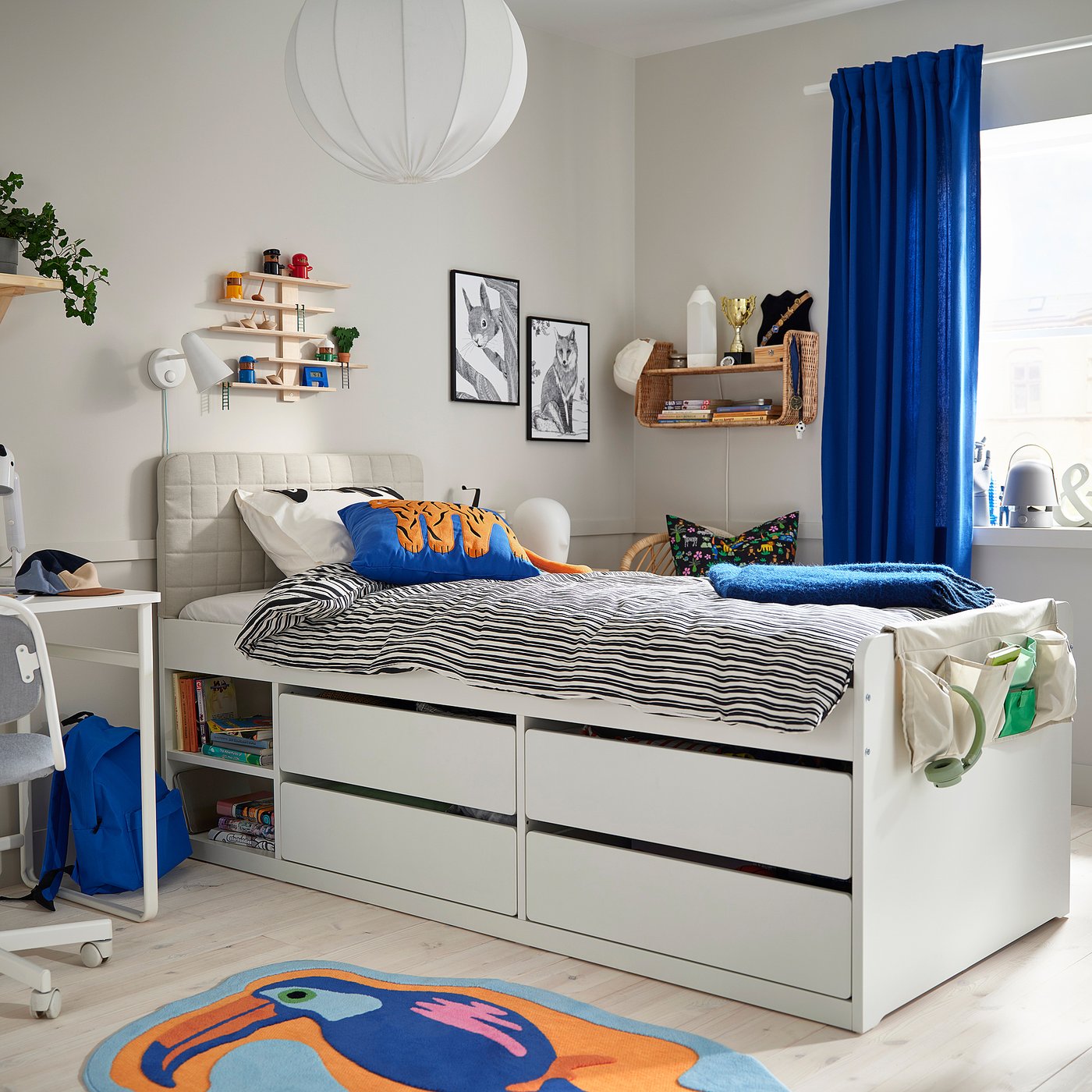 IKEA SLAKT スレクトシングルベッド2段ベッド収納付き横浜市神奈川区 SLÄKT スレクト ベッドフレーム 収納付き, ホワイト - IKEA