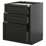 METOD / KNIVSHULT ארון תחתון+משטח עבודה נשלף/3 מגירות