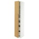 METOD / MAXIMERA ארון גבוה עם 2 דלתות/4 מגירות, לבן/Sinarp פורניר אלון, ‎40x60x220 ס"מ‏