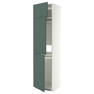 METOD High cab f fridge/freezer w 3 doors, white/Aspudden dark grey-green, 60x60x240 cm