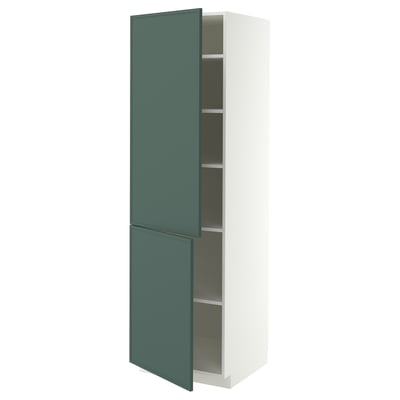 METOD High cabinet with shelves/2 doors, white/Aspudden dark grey-green, 60x60x200 cm