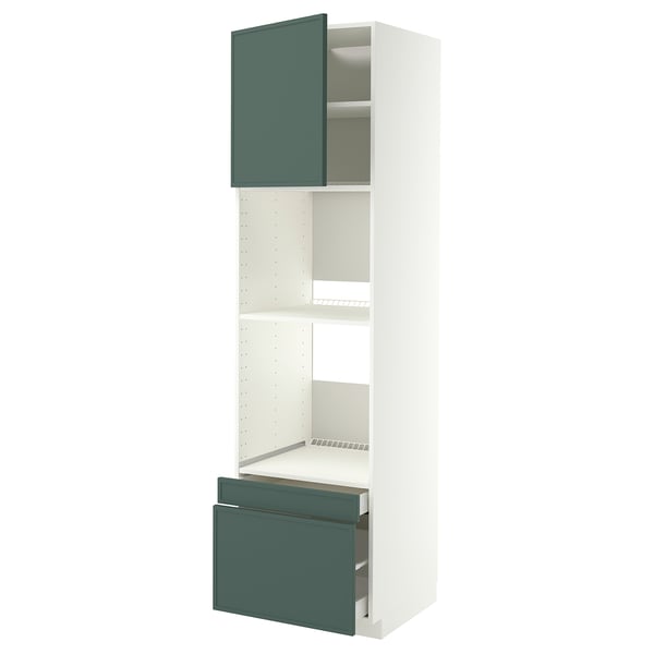 METOD / MAXIMERA Hi cab f ov/combi ov w dr/2 drwrs, white/Aspudden dark grey-green, 60x60x220 cm