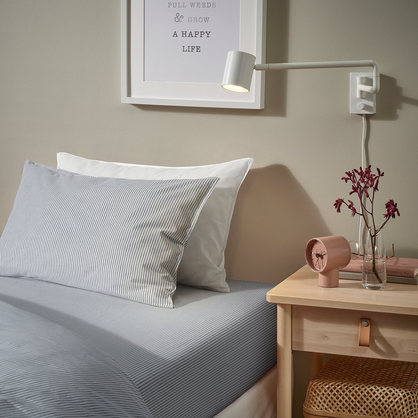 SOLFIBBLA ソルフィブラ ボックスシーツ, ホワイト ブルー/ストライプ