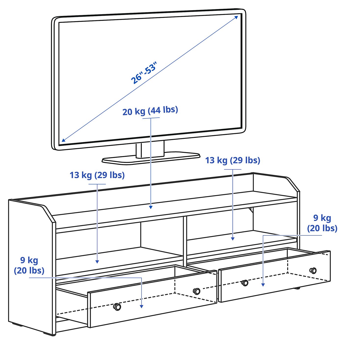 【東京神奈川配送可】 IKEA テレビボード　HAUGA ハウガ HAUGA ハウガ テレビ台, ホワイト, 138x36x54 cm - IKEA