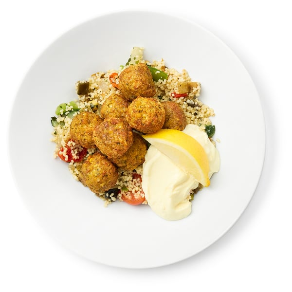 Falafel, couscous vegetables/aioli 8 piece
