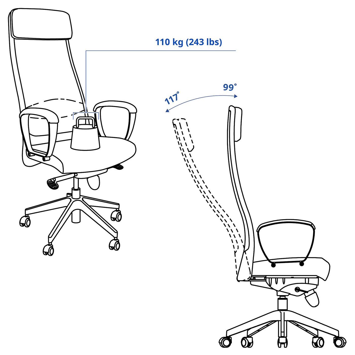 IKEA オフィスチェア MARKUS マルクス デスクチェア MARKUS マルクス オフィスチェア, ヴィースレ ライトグレー