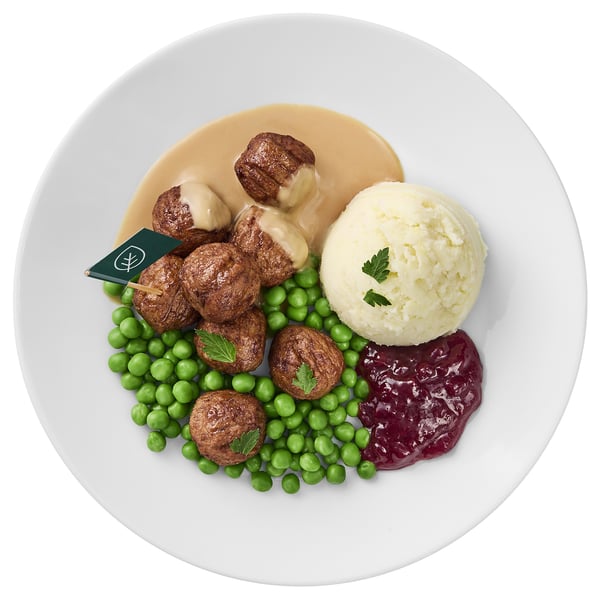  Proteinbällchen, Kartoffelpüree Erbsen/Sahnesoße und Preiselbeeren 8 Stück