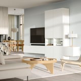 BESTÅ تشكيلة تخزين أجهزة الميديا, أبيض/Lappviken أبيض, ‎360x42x231 سم‏