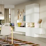 BESTÅ تشكيلة تخزين أجهزة الميديا, أبيض/Lappviken أبيض, ‎360x42x231 سم‏