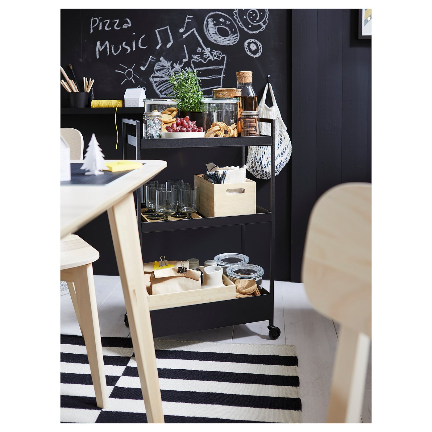 新品未開封　IKEA ニッサフォース　ワゴン　ブラック NISSAFORS ニッサフォース ワゴン, ブラック, 50.5x30x83 cm - IKEA