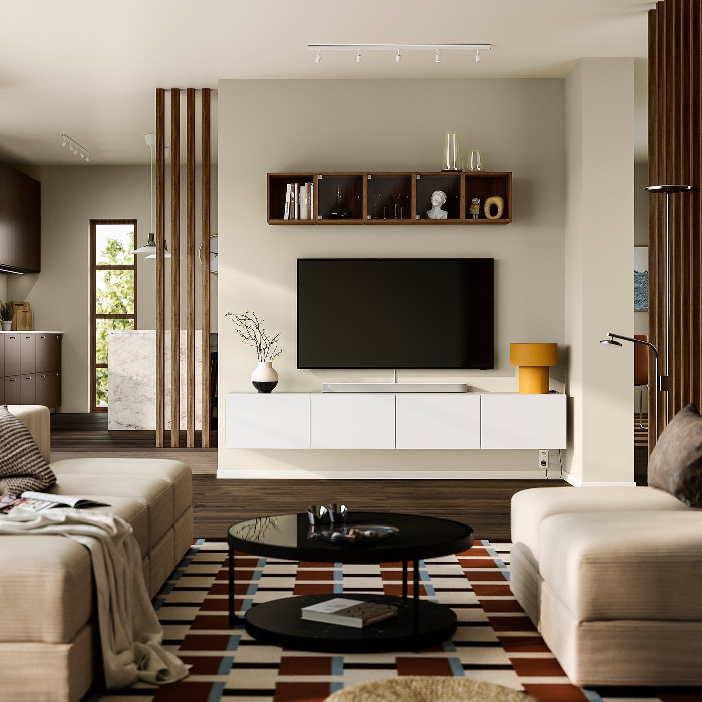 BESTÅ ベストー テレビ台 扉付き, ホワイト/セルスヴィーケン