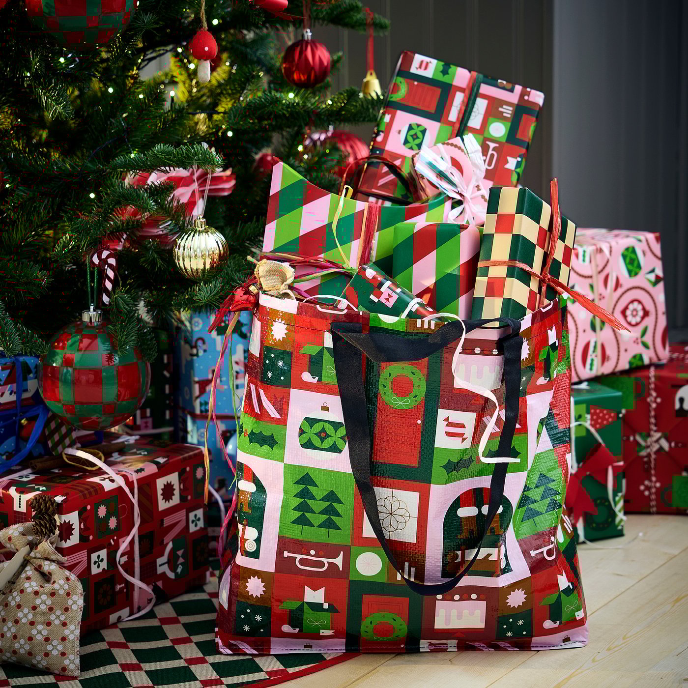 クリスマス籐バック VINTERFINT ヴィンテルフィント 収納バッグ, マルチカラー, 36 l - IKEA