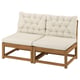 NÄMMARÖ 2-seat modular sofa, outdoor, light brown stained/Kuddarna light grey-beige