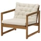 NÄMMARÖ Lounge chair, outdoor, light brown stained/Kuddarna light grey-beige