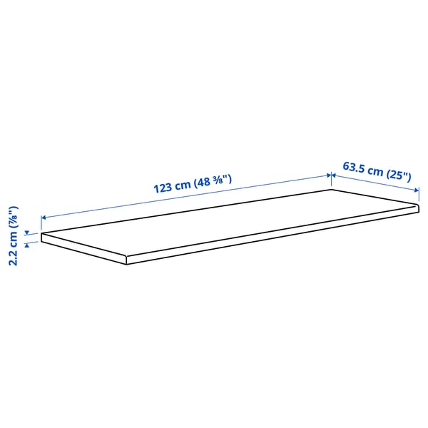 MÖCKLERYD سطح عمل, أبيض/صفائح رقيقة, ‎123x2.2 سم‏