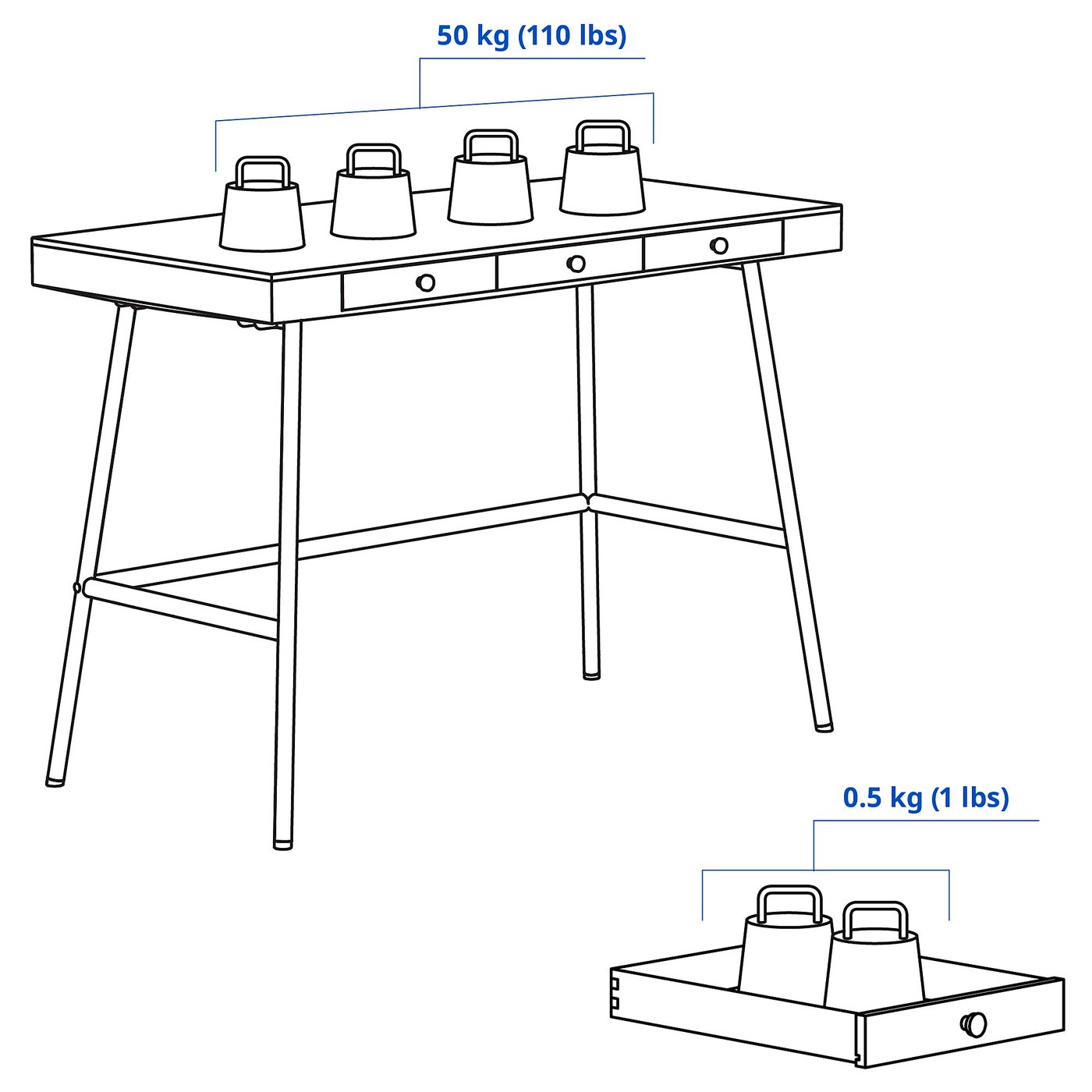 バンブー製 3引き出しテーブル IKEA イケア リルオーセン デスク LILLÅSEN リルオーセン デスク, 竹, 102x49 cm - IKEA