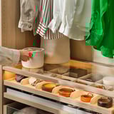 KOMPLEMENT コムプレメント ガラス製棚板, ホワイトステインオーク調, 100x58 cm