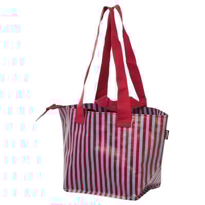 GÖRSNYGG ヨールスニグ キャリーバッグ, レッド ブルー/模様入り, 22x15x22 cm/7 l
