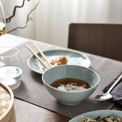 FORELLTETRA Bowl, turquoise/grey, 15 cm