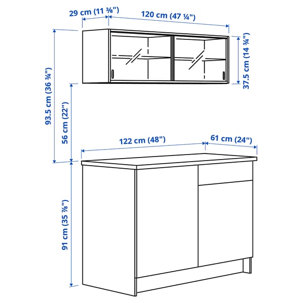 KNOXHULT Kitchen, white, 120x61x220 cm