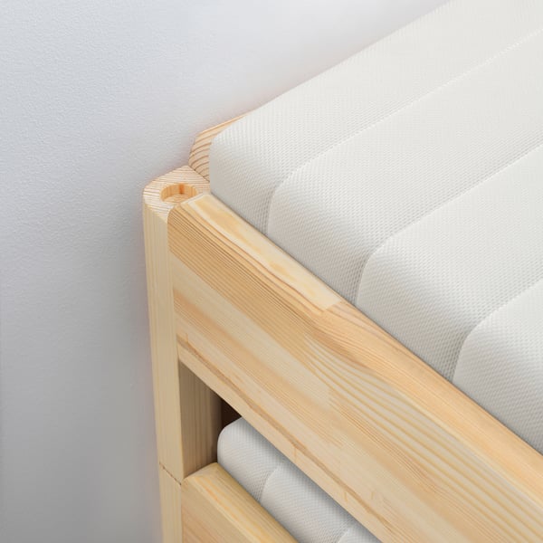 UTÅKER ウトーケル スタッキングベッド マットレス2枚付き, パイン材/オンフェレット かため, 80x200 cm