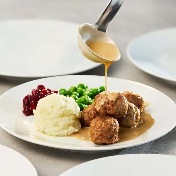 Fleischbällchen, Kartoffelpüree Erbsen/Sahnesoße und Preiselbeeren 5 Stück